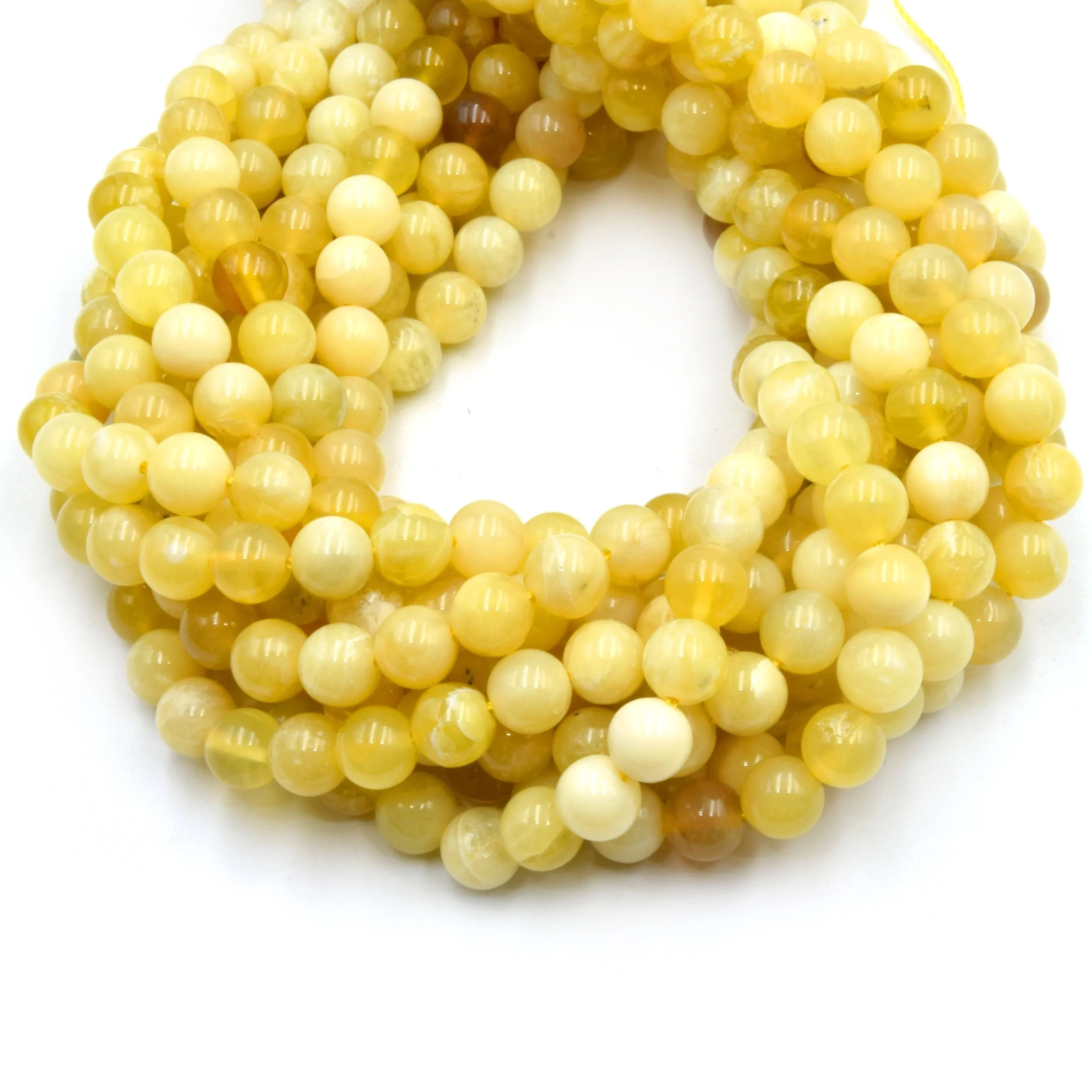 Yellow Opal Beads | Smooth Round Gemstone Beads | 4mm 6mm 8mm 10mm