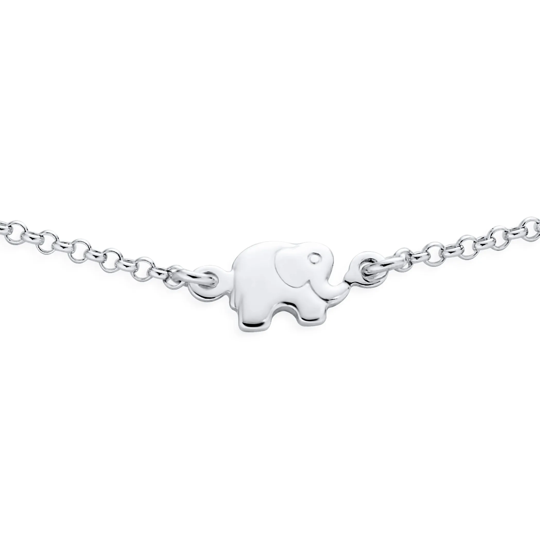 ZOO Animal Lucky Elephant Charm Bracelet in Sterling Silver 7 Inch